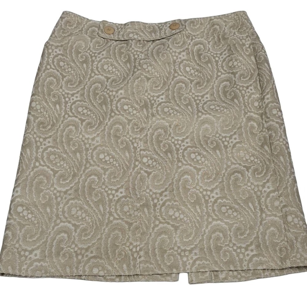 Talbots gold brocade pencil skirt size 12